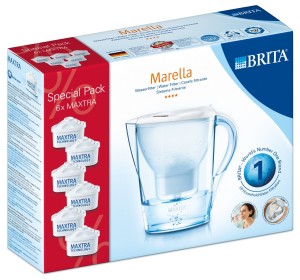 Wasserfilter Kalk Brita Marella Cool, weiß, Halbjahrespaket inklusive 6 Kartuschen