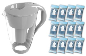 PearlCo Wasserfilter Glas Jahres-Paket inkl. 12 classic Filterkartuschen